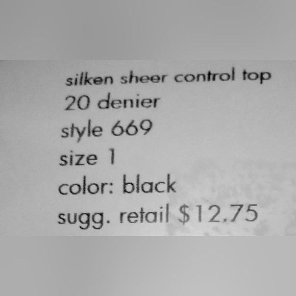 Calvin Klein Silken Sheer Control Top Women's Tights - Black - Size S/ Size 1 - Picture 3 of 5